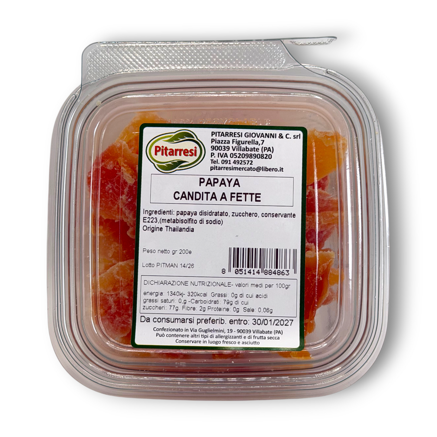 Papaya candita a fette